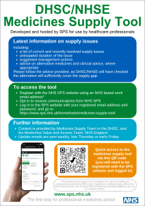DHSC/NHSE Medicines supply tool poster