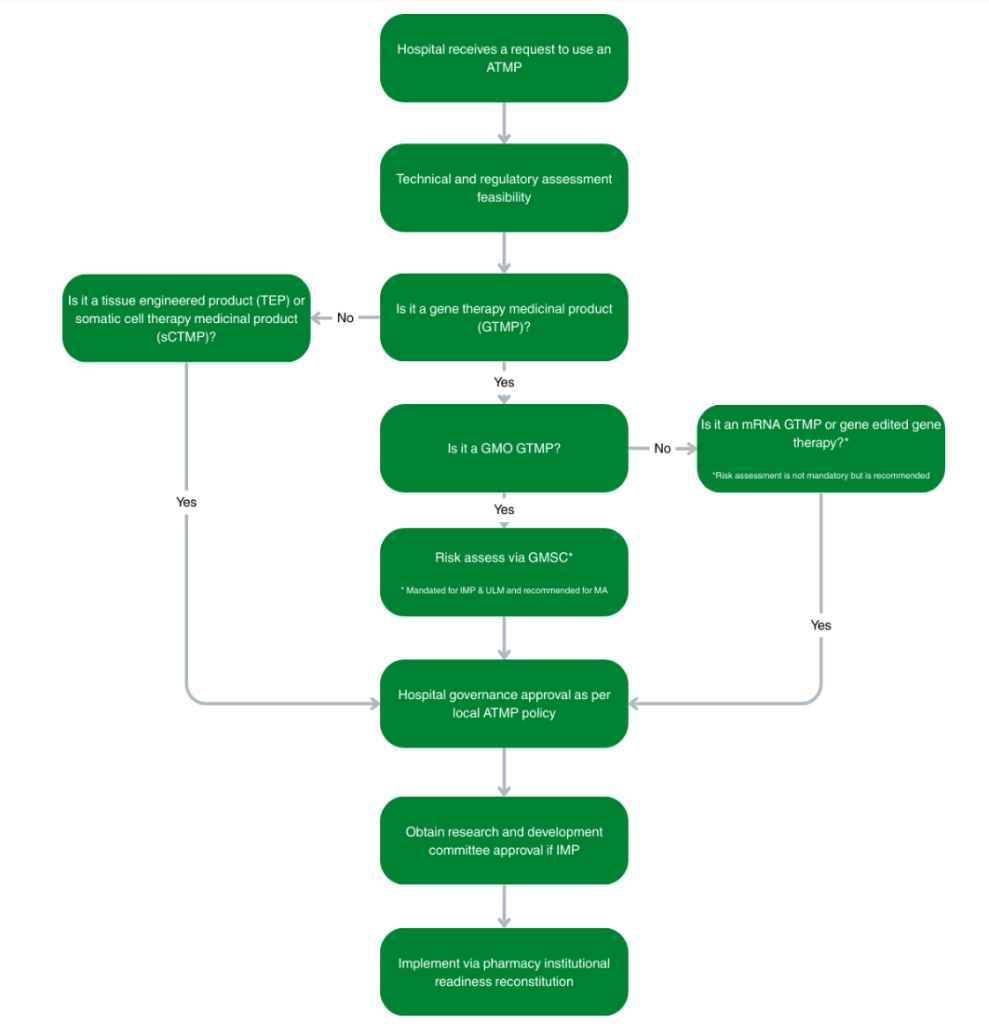 Organisational governance arrangements for initiating an ATMP flowchart